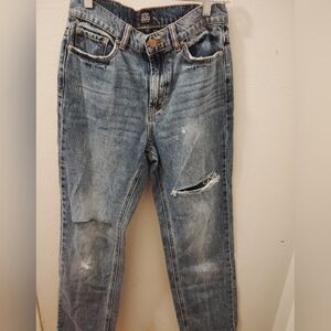 BDG Women's Straight Leg Jeans in Distressed Blue